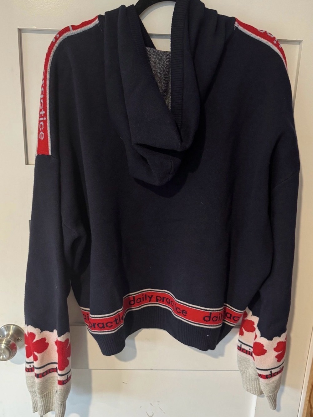 Daily Practice Hooded Graphic Varsity Sweater Top Anthropologie - Picture 3 of 5
